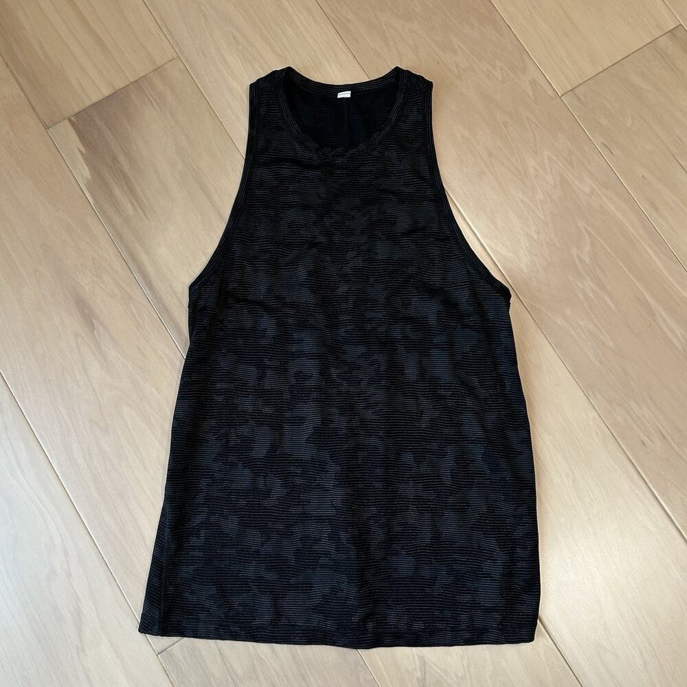 Lululemon Miles Ahead Tank Black Camo Split Back Women’s 4